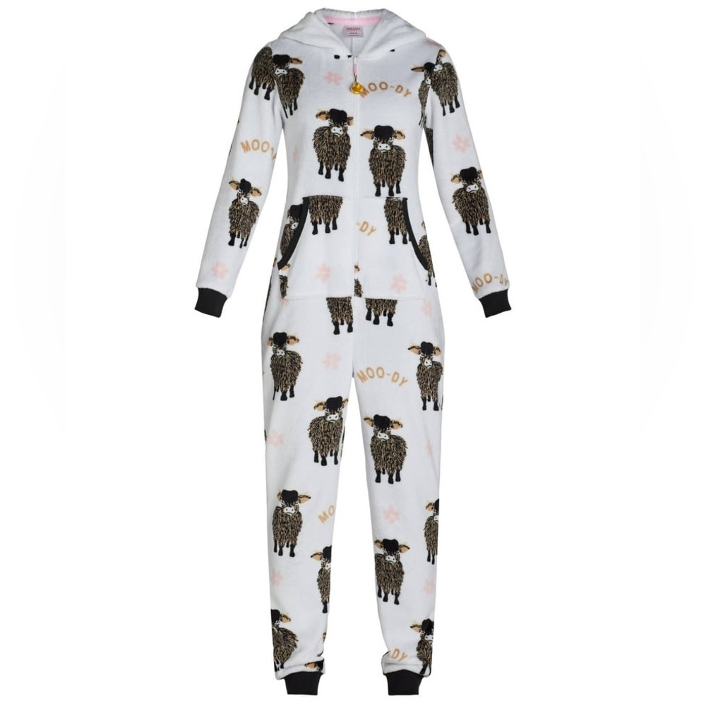 New Cow Print fleece one piece Pajamas - Picture 4 of 8